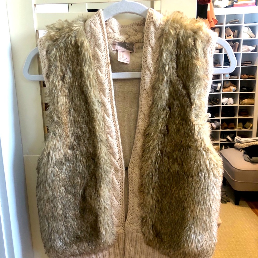 Faux fur sweater vest